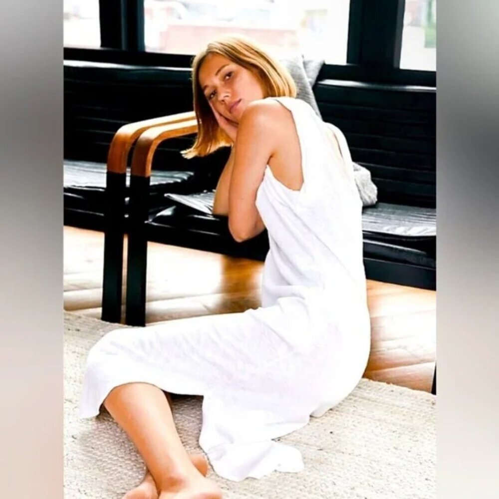 Free People Beach Destination White Cotton Sleeveless Midi Dress